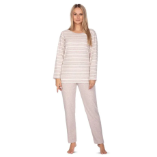 Regina Agata női frottírpizsama, bézs, csíkos S