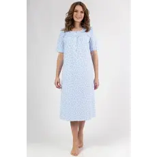 Regina Anitta pamut hálóing, kék, hosszú 4XL