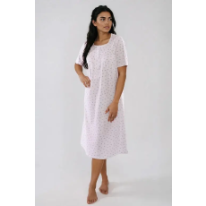 Regina Bella hosszú hálóing, ekrü, rózsás 3XL