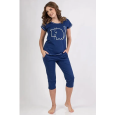 Regina Mici női pamutpizsama, kék, macskás S