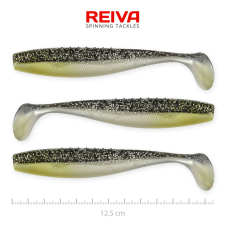 Reiva Flat Minnow shad 12,5cm 3db/cs (Fekete-Ezüst Flitter) horgászkiegészítő