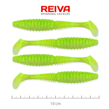 Reiva Zander Power Shad 10cm 4db/cs (Fluo Zöld Flitter I.) horgászkiegészítő