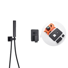  Rejtett zuhanygarnitúra, matt fekete burkolat, esőzuhanyfej, kétirányú, 10 hüvelykes A csaptelep