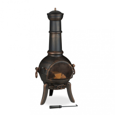 Relax Kerti tűzrakó 110x53x44 cm öntöttvas kandalló bronz kültéri kályha tüzelő teraszra kerti sütés és főzés