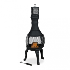 Relax Kerti tűzrakó 113x38x38 cm fekete masszív öntöttvas kandalló kültéri kályha tüzelő teraszra verandára kerti sütés és főzés