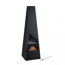 Relax Kerti tűzrakó 149x44x44 cm fekete acél kandalló piramis grill kültéri kályha tüzelő teraszra verandára kályha, kandalló