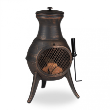Relax Kerti tűzrakó 71x39x35 cm bronz-fekete öntöttvas kandalló kültéri kályha tüzelő teraszra verandára kerti sütés és főzés