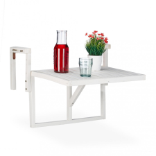 Relax Korlátra szerelhető kávézó asztal fa összecsukható balkon asztal fehér 55x70x65 cm kerti bútor