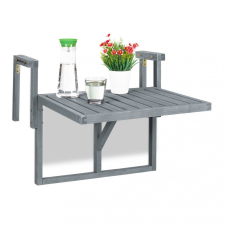 Relax Korlátra szerelhető kávézó asztal fa összecsukható balkon asztal szürke 55x70x65 cm kerti bútor