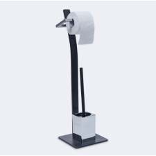 Relax Modern WC kefe és WC papír tartó ívelt forma, acél antracit fürdőszoba kiegészítő