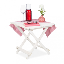 Relax Összecsukható asztal négyzet alakú fa kisasztal fehér színben kül- és beltéri használatra egyaránt bútor