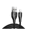 REMAX LESU PRO adatkábel (USB - lightning, 2.1A, gyorstöltő, 100cm, törésgátló) FEKETE (REMAX_RC-160I_BLACK)