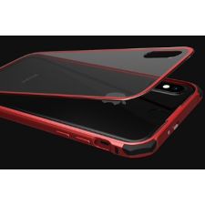 REMAX Telefontok, iPhone X / XS hátlaptok, fémkeretes, üveghátlapos, piros, Remax RM-1658 tok és táska