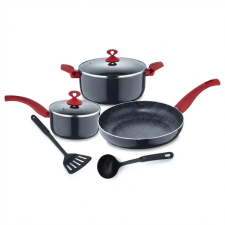 Renberg Argent 7 Darabos Márványbevonatú Edénykészlet – Piros Nyéllel RB-1255-RD edény