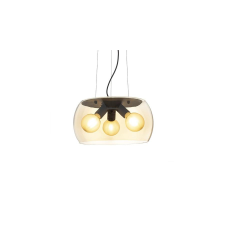 Rendl AMANDA függő lámpa matt fekete borostyánsárga üveg 230V LED E27 3x15W világítás