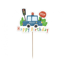 Rendőr Happy Birthday Beep torta dekoráció 13 cm party kellék