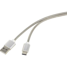 Renkforce USB 2.0 kábel, 1x USB 2.0 dugó A - 1x USB C dugó, 1 m, ezüst, Renkforce kábel és adapter