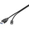 Renkforce USB 3.1 (Gen 2) Csatlakozókábel [1x USB 3.1 dugó, A típus - 1x USB-C™ dugó] 0.50 m Fekete UL minősített, Aranyozatt érintkező (RF-4381077)