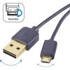 Renkforce USB - Mikro USB átalakító kábel, megfordítható micro USB csatlakozóval 1m, fekete, Renkforce (RF-4139064)