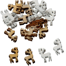  Rénszarvas fa natúr-fehér 2cm 24db-os csomag dekorációs kellék