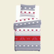  Rénszarvasos szivecskés karácsonyi flanel ágyneműhuzat 2 db-os szett díszdobozban lakástextília