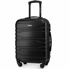  Repülőgép kabinbőrönd, Zagatto®, Fekete, 55x40x20 cm, S méret, Ryanairrel kompatibilis, Wizz Air, Alumínium teleszkópos fogantyú, 4 kerék 360, Űrtartalom 35L, 10kg, Kicsi, Cifru, ZG503 C Feke