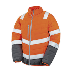 Result Férfi Kabát Hosszú ujjú Result Soft Padded Safety Jacket -M, Fluo Narancs/Szürke