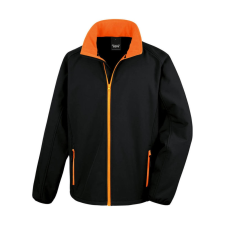 Result Férfi Softshell Hosszú ujjú Result Printable Softshell Jacket - S, Fekete/Narancssárga férfi kabát, dzseki