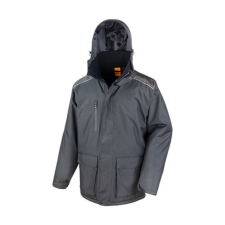 Result Uniszex Kabát Kapucnis Hosszú ujjú Result Work-Guard Vostex Long Coat -L, Fekete női dzseki, kabát