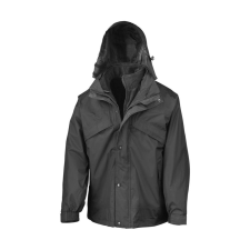 Result Uniszex Kabát Kapucnis Result 3-in-1 Jacket with Fleece -XL, Fekete férfi kabát, dzseki