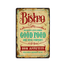 Retro dekor fémtábla,"Bistro Good Food", Méret: 20x30cm dekoráció