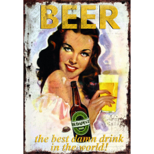 Retro-Gift kis táblakép Best Damn Drink in the World 17 cm x 12,5 cm grafika, keretezett kép