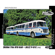 Retro járművek puzzle Škoda 706 RTO és Jelcz P-01E puzzle, kirakós