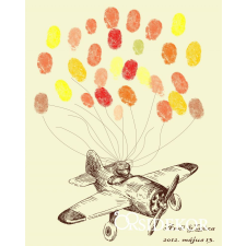  Retro repülős esküvői vendégkönyv, ujjlenyomatfa dekorációs kellék