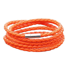  Retro rozsdabarna-narancsos fonott bőr karkötő, 20 cm karkötő