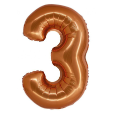 Réz 3-as Copper szám fólia lufi 76 cm party kellék