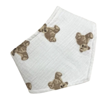 Rikidor Pamut 2in1 Háromszög Sál - Fehér Macis babasapka, sál