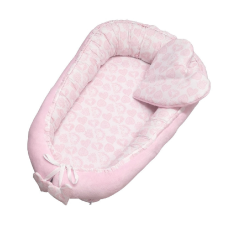 Rikidor Wellsoft Babafészek vízhatlan szivacsbetéttel - Rózsaszín szív mintás babafészek