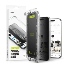 Ringke iPhone 16 Pro Easy Slide betekintésgátló prémium edzett kijelzővédő 9H üvegfólia felhelyezési mobiltelefon kellék