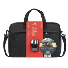 RivaCase Regent 8038 notebook táska, vezeték nélküli egérrel (15,6", fekete) számítógéptáska