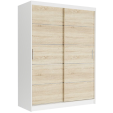  RIVANO IV. Tolóajtós gardróbszekrény 150x200x60 - fehér, sonoma bútor