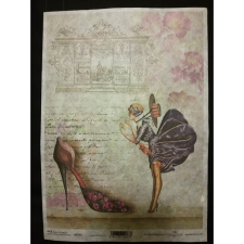 Rizspapír cipő és hölgy decoupage papír