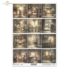  Rizspapír - egérkék karácsonya dekorációs kellék