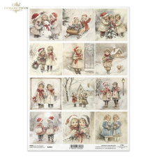  Rizspapír - gyerekek, téli képek dekorációs kellék