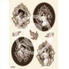  Rizspapír – hölgyek ovális keretben dekorációs kellék