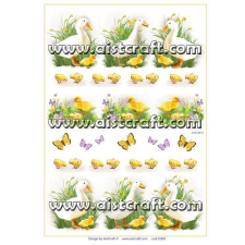  Rizspapír - Húsvéti kacsa csirkék dekorációs kellék
