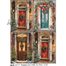  Rizspapir - karácsonyi ajtók, 4 kép dekorációs kellék
