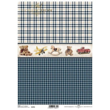  Rizspapír - kék kockás háttér dekorációs kellék