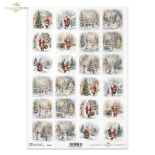  Rizspapír - Mikulás és hóemberek - 24 kép dekorációs kellék