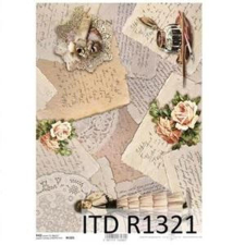  Rizspapír - rózsa, levelek dekorációs kellék